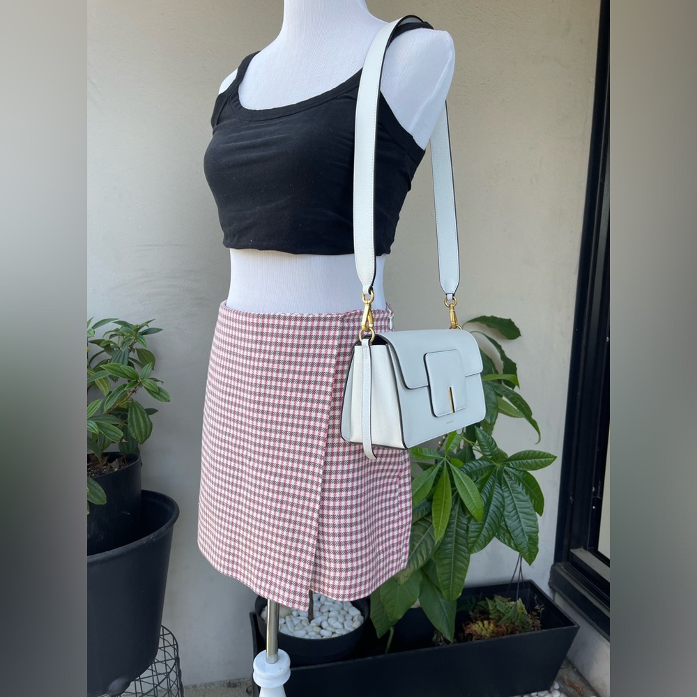 🌿 Cute Zara Checkered Overlap Mini Skirt (Scort) in Pink, sz L